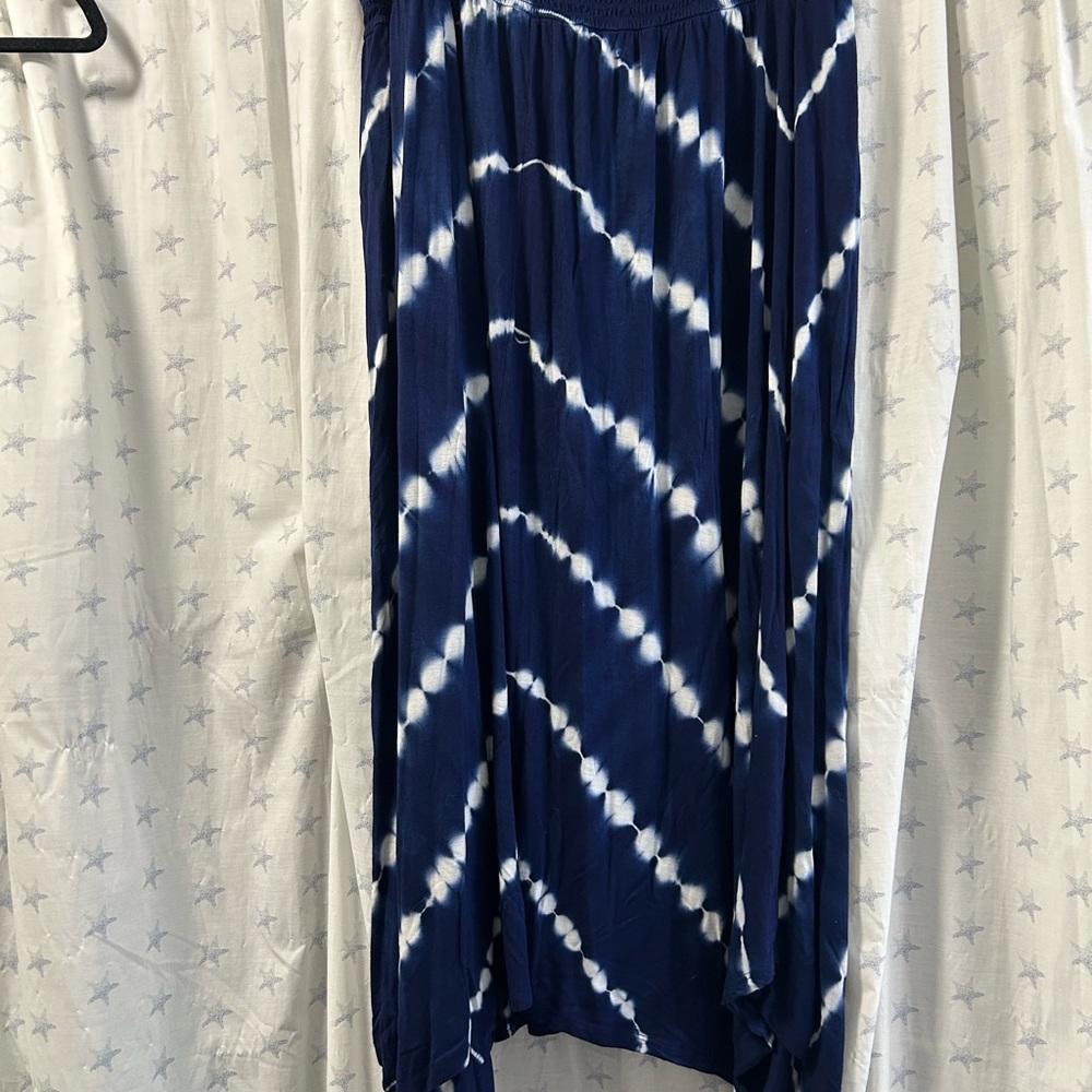 Blue and White Tie-Dye Maxi Skirt